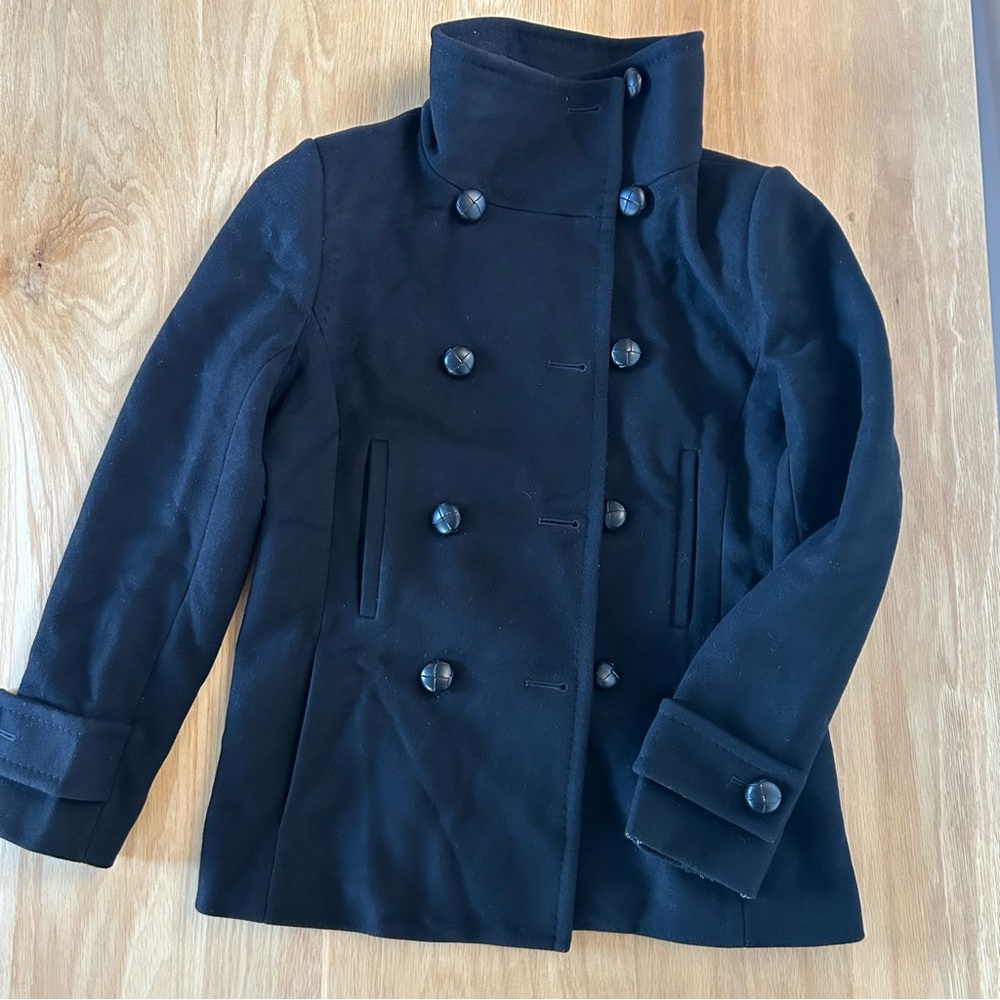 Babaton Black Double-Breasted Wool Pea Coat